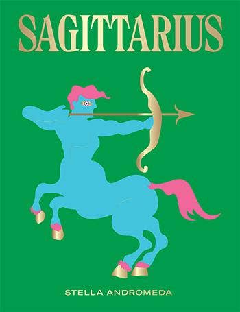 Close-up of the green Sagittarius cover showing the centaur's gold bow and arrow and gold lettering