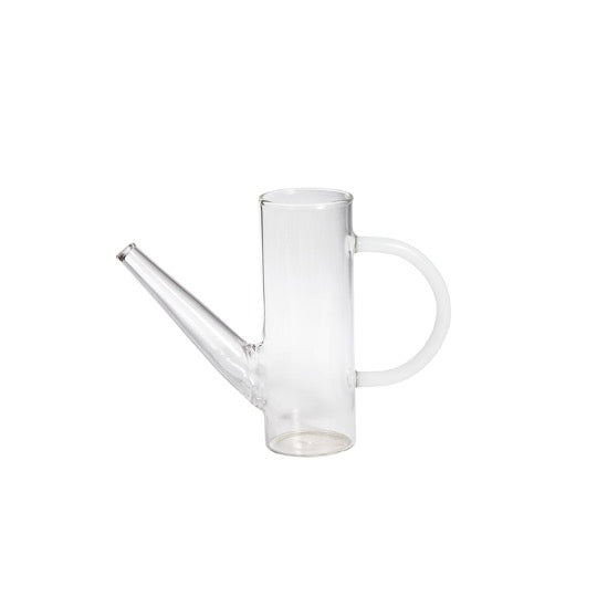 Clear glass watering can