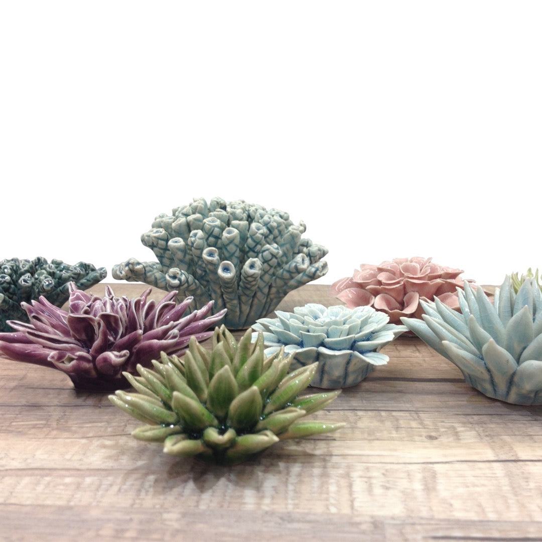 Collection of ceramic sea coral and flowers in an assortment of colors