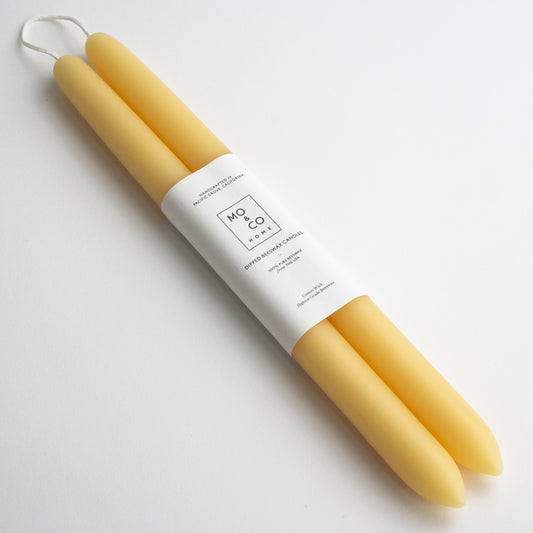 DIPPED BEESWAX CANDLES, NATURAL GOLD