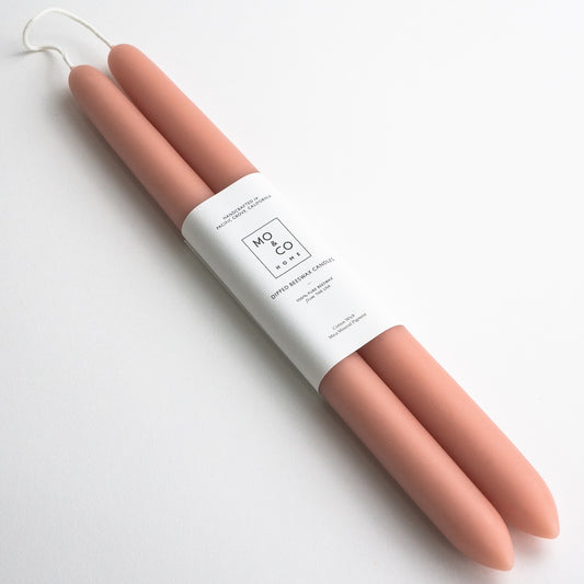 DIPPED BEESWAX CANDLES, TERRA COTTA