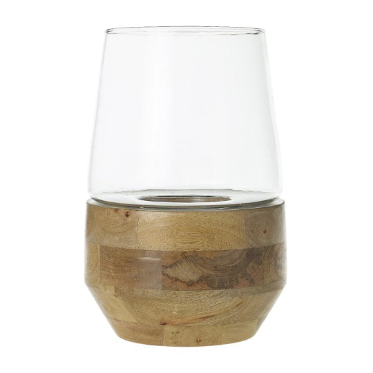 Terrarium with light wood base and glass top