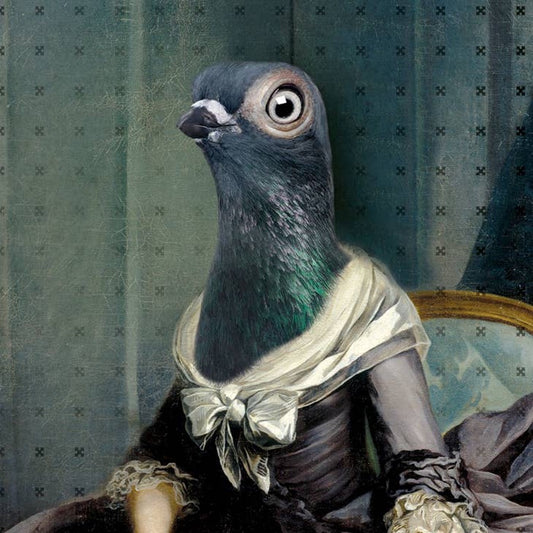 Mural tray portrait of bird.