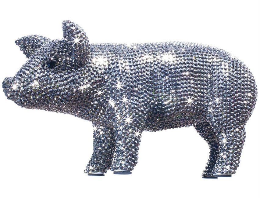 GRAPHITE RHINESTONE PIGGY BANK