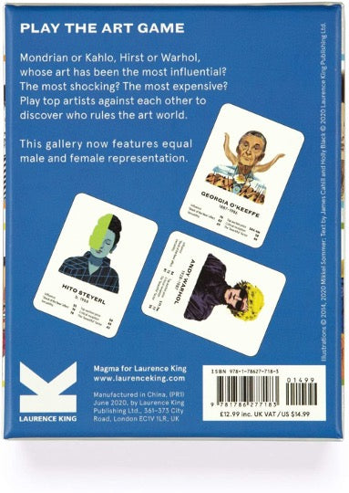 The Art Game New Edition Fifty Cards text. Back of box with a sample of cards.