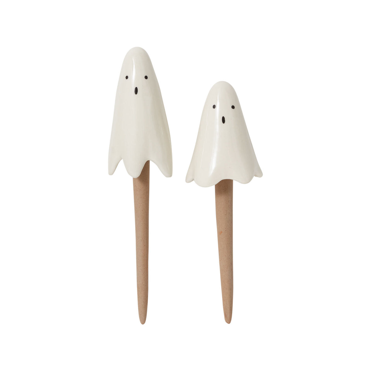 Casper white ceramic ghost plant sticks, set of 2