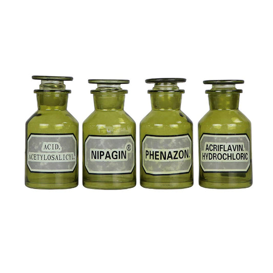 Green Apothecary Bottles: Set of Four