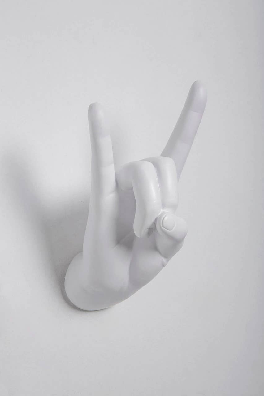 Rock On Hand Wall Mounted hook sculpture - 8.5" long