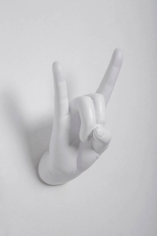 Rock On Hand Wall Mounted hook sculpture - 8.5" long