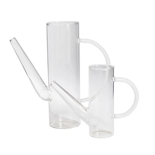 Set of clear glass watering cans