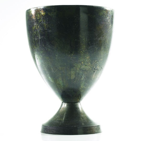 Dark metal urn