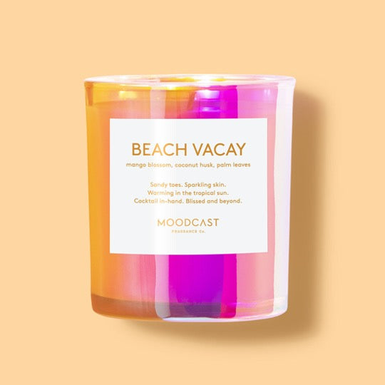 Beach Vacay candle in iridescent jar. 