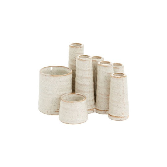 Multiple cylindrical vase in beige