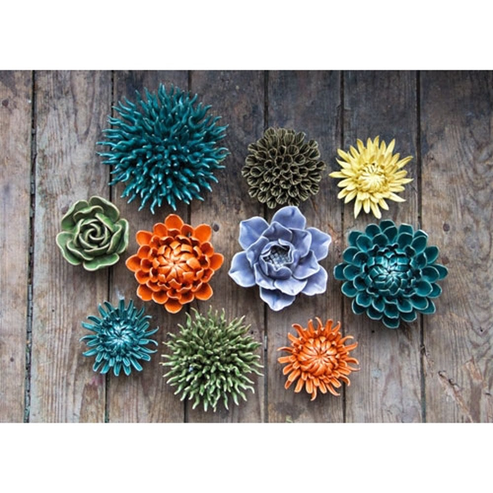 Collection of ceramic succulents and flowers in an assortment of colors