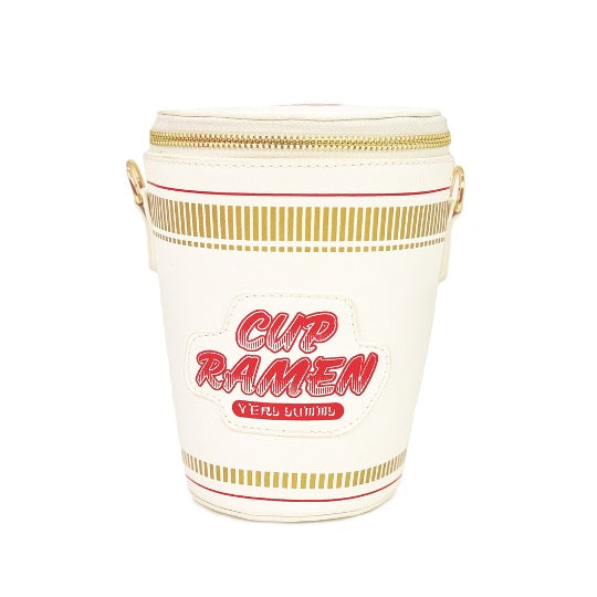 Cup of ramen noodle soup novelty handbag.