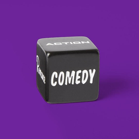black dice on purple background