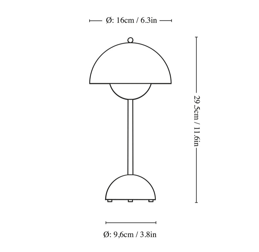 Verner Panton Flowerpot Table Lamp VP9 dimensions