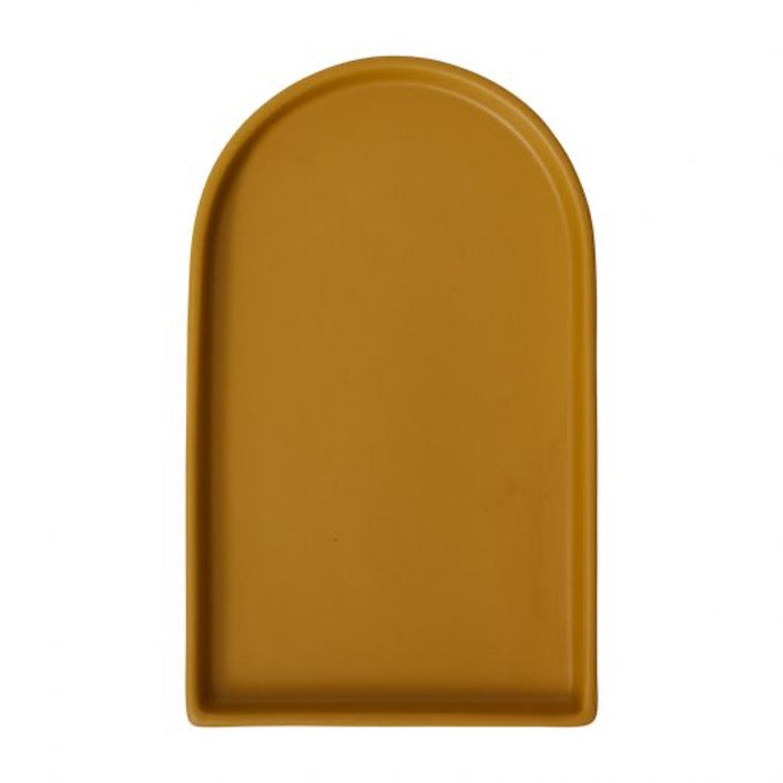 Arched ceramic tray in mustard.