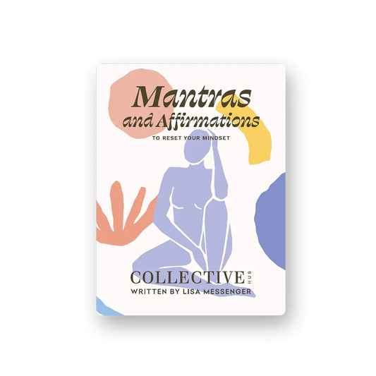 Box cards with text "Mantras and Affirmations - to reset your mindset" 