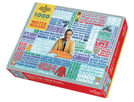Puzzle with quotes and illustrations of Mister Rogers. 1000 pieces