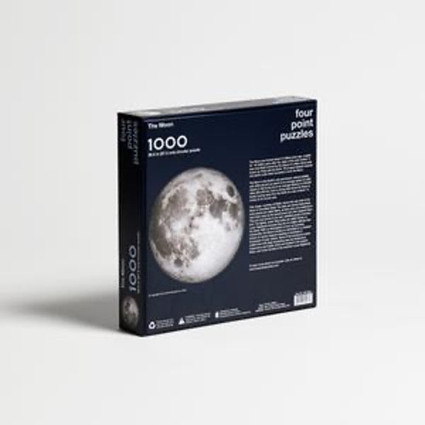 Moon puzzle, 1000 pieces, back angle view of box with text