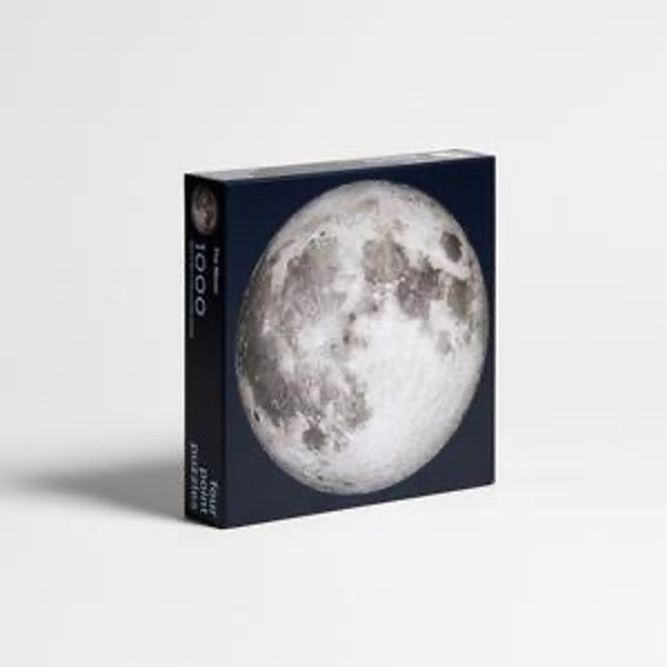 Moon puzzle, 1000 pieces, front angled view of box.  