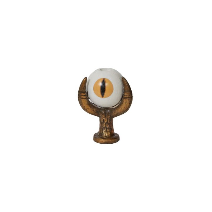 Metal bird claw candle holder with hand painted eyeball.