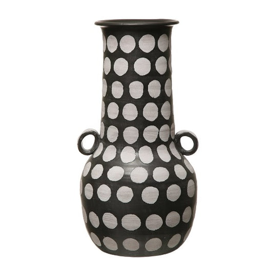 black and white polka dot vase