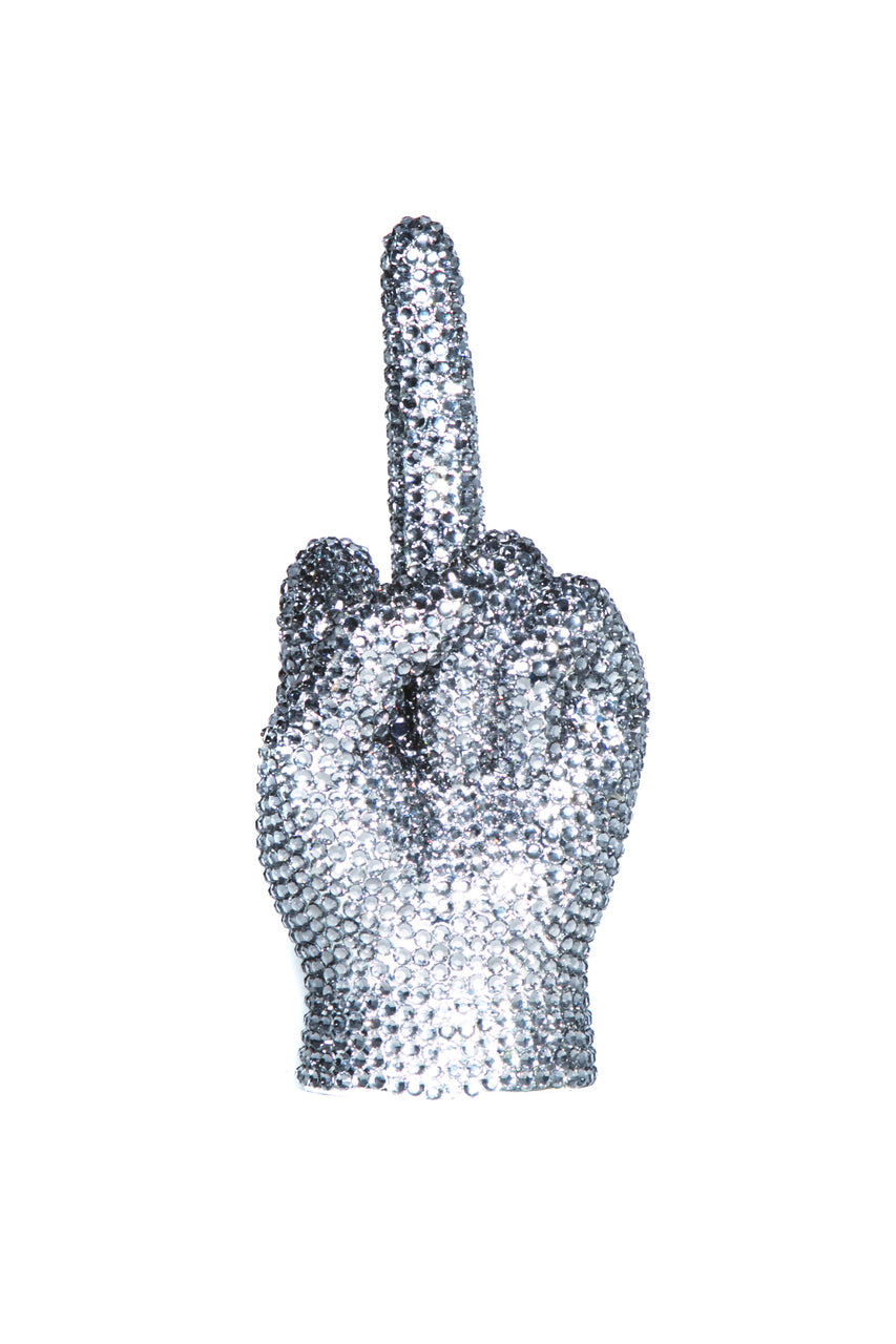 Rhinestone middle finger front