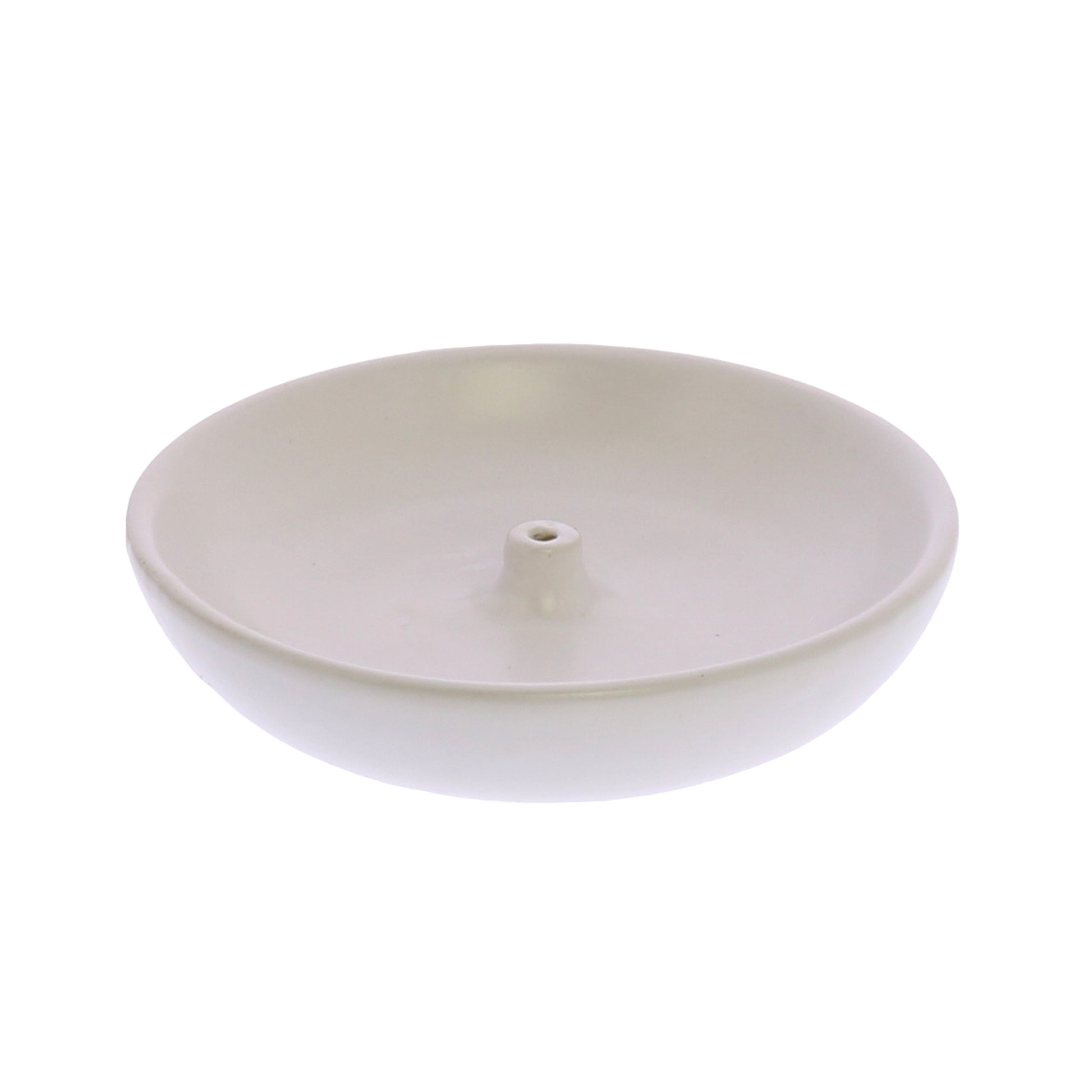 round matte white incense holder