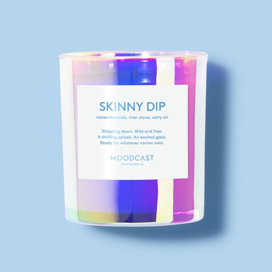 Skinny Dip candle in iridescent jar.