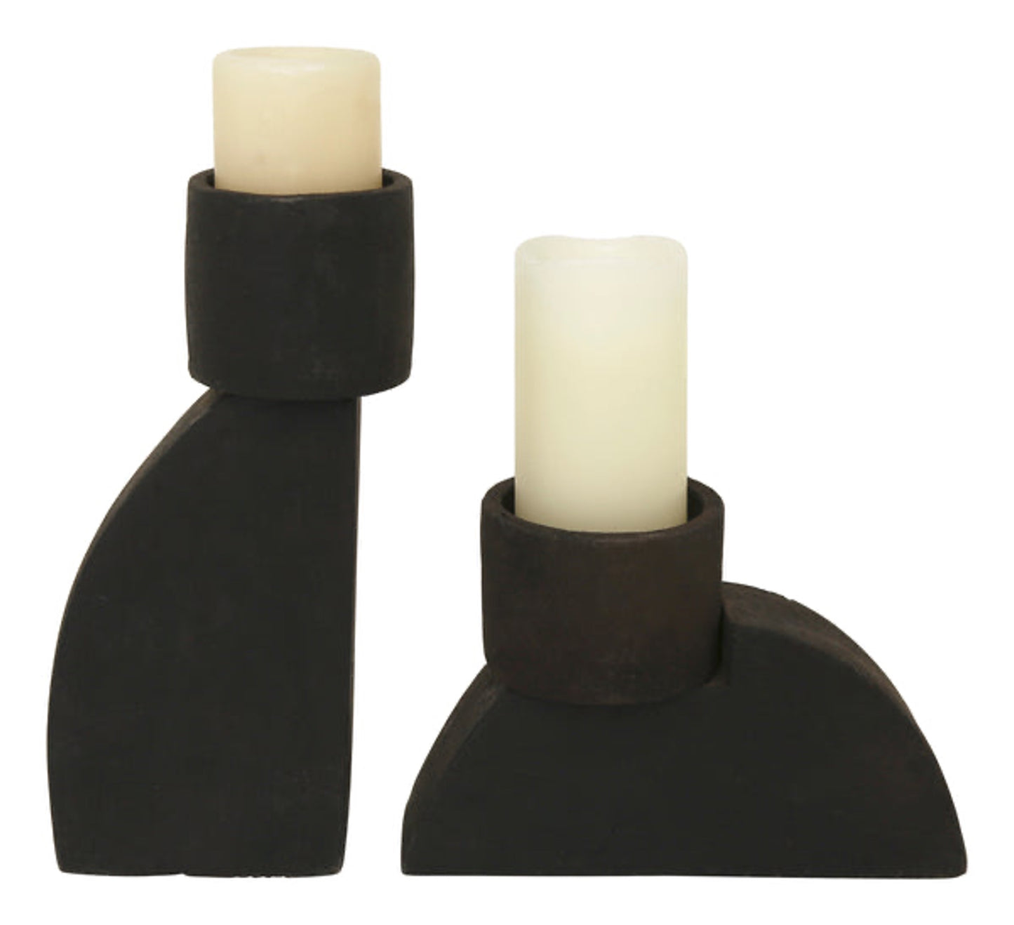 Black abstract pillar candle holders
