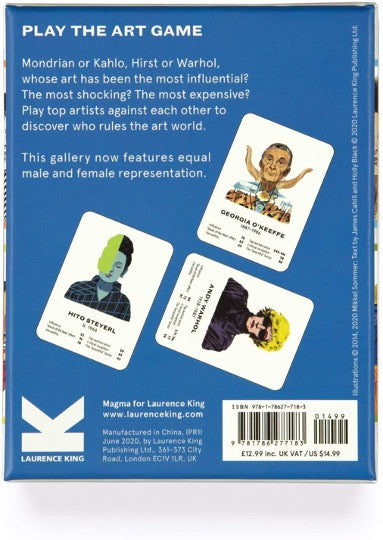 The Art Game New Edition Fifty Cards text.  Back of box with a sample of cards.