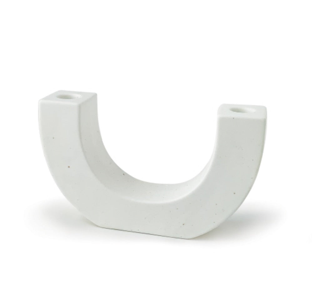 White U-shape ceramic double taper holder